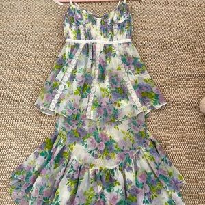 For Love & Lemons Multicolor Floral Midi Dress